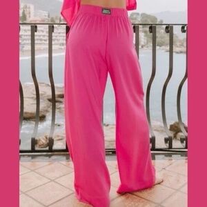 Daily Drills hot Pink punch Wide Leg linen blend Pants s